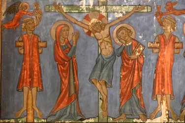 Saint-Pierre-le-Jeune Protestantische Kirche, Die Kreuzigung, Jesus am Kreuz, Fresko, Straßburg, Frankreich